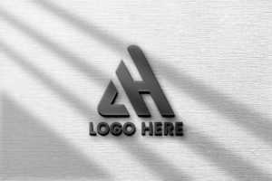 Black 3D Logo Mockup on Gray Wall