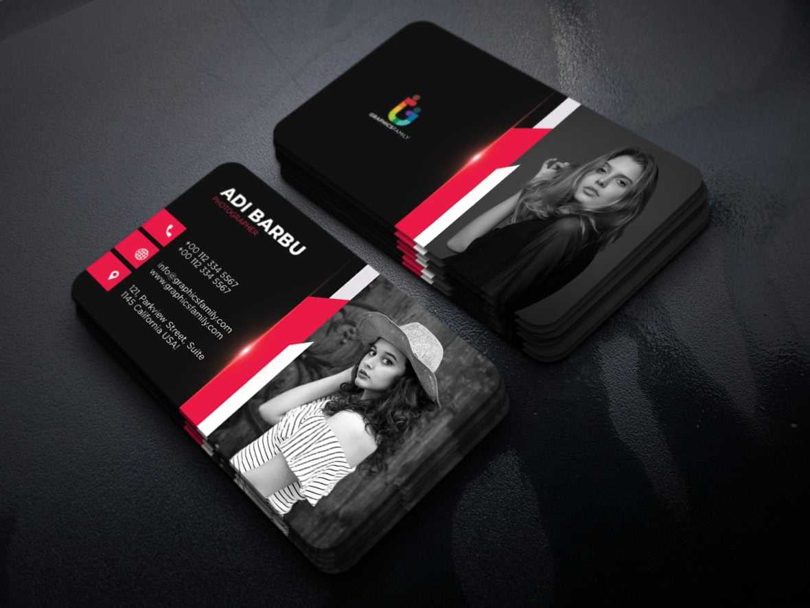 Black and Red Photographer Business Card Template
