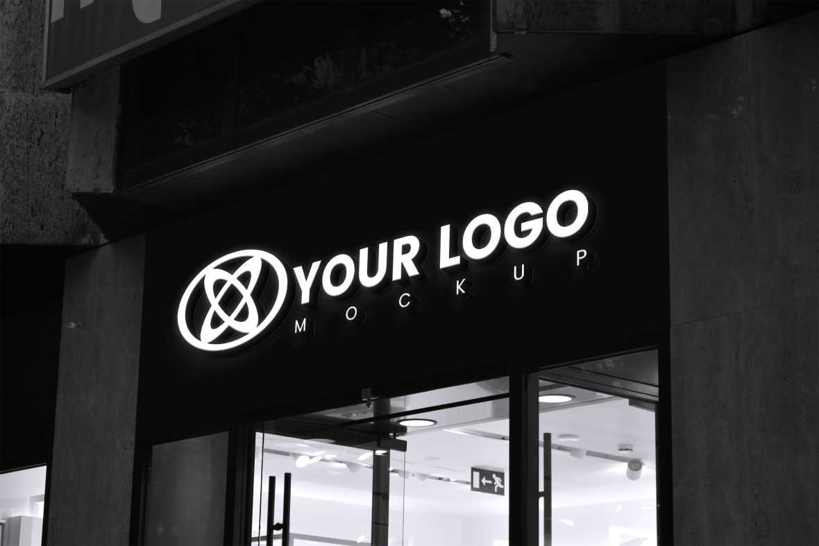 Black and White Store Logo Mockup