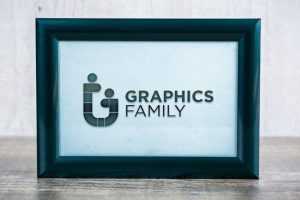 Black embossed Frame logo mockup