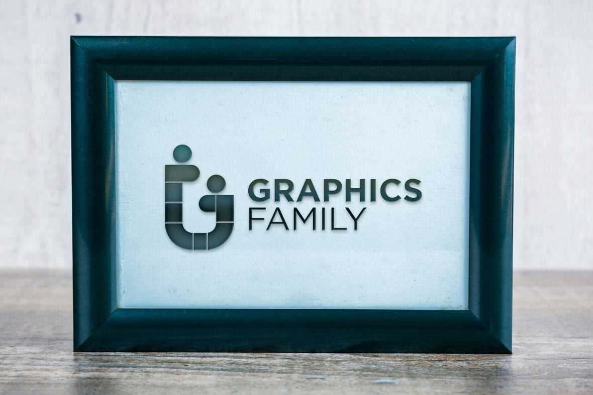 Black embossed Frame logo mockup