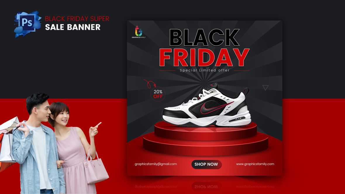 Black Friday super sale social media banner template