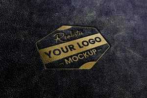 Black Leather Stamping Logo Mockup
