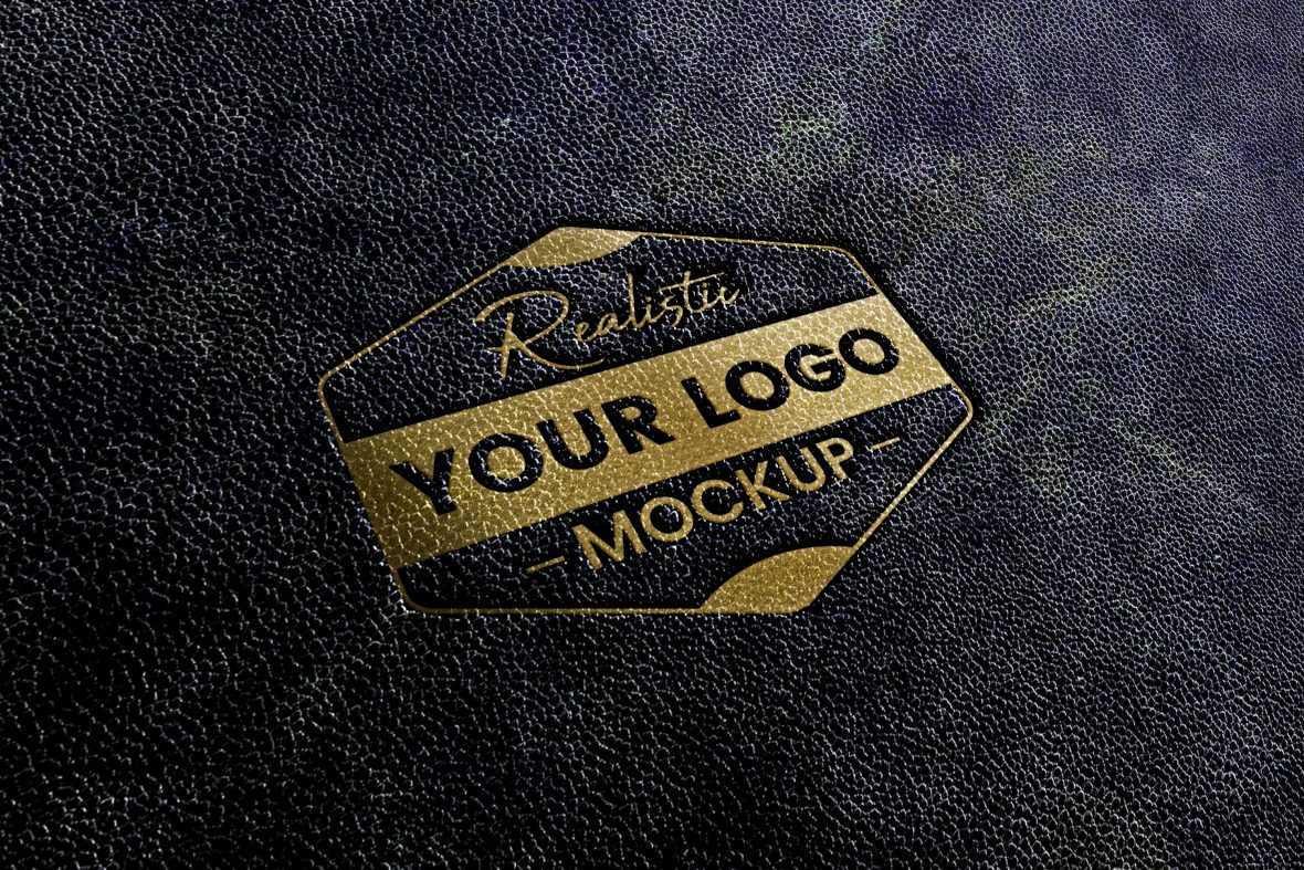 Black Leather Stamping Logo Mockup