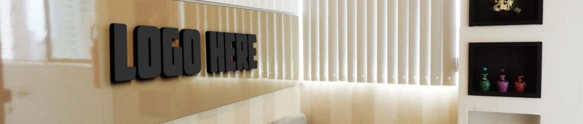 Black Logo Mockup on Office Waiting Room Wall