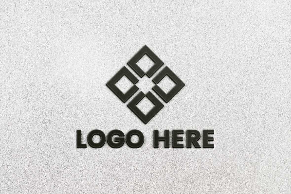 Black Logo Mockup on White Wall
