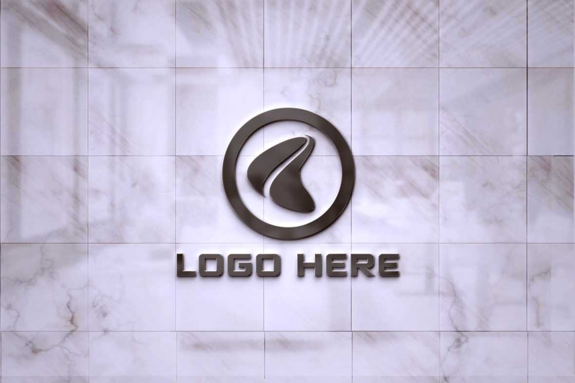 Black Logo Mockup With Tiles Wall