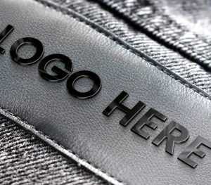 Black Metal Logo Mockup on Jeans Label