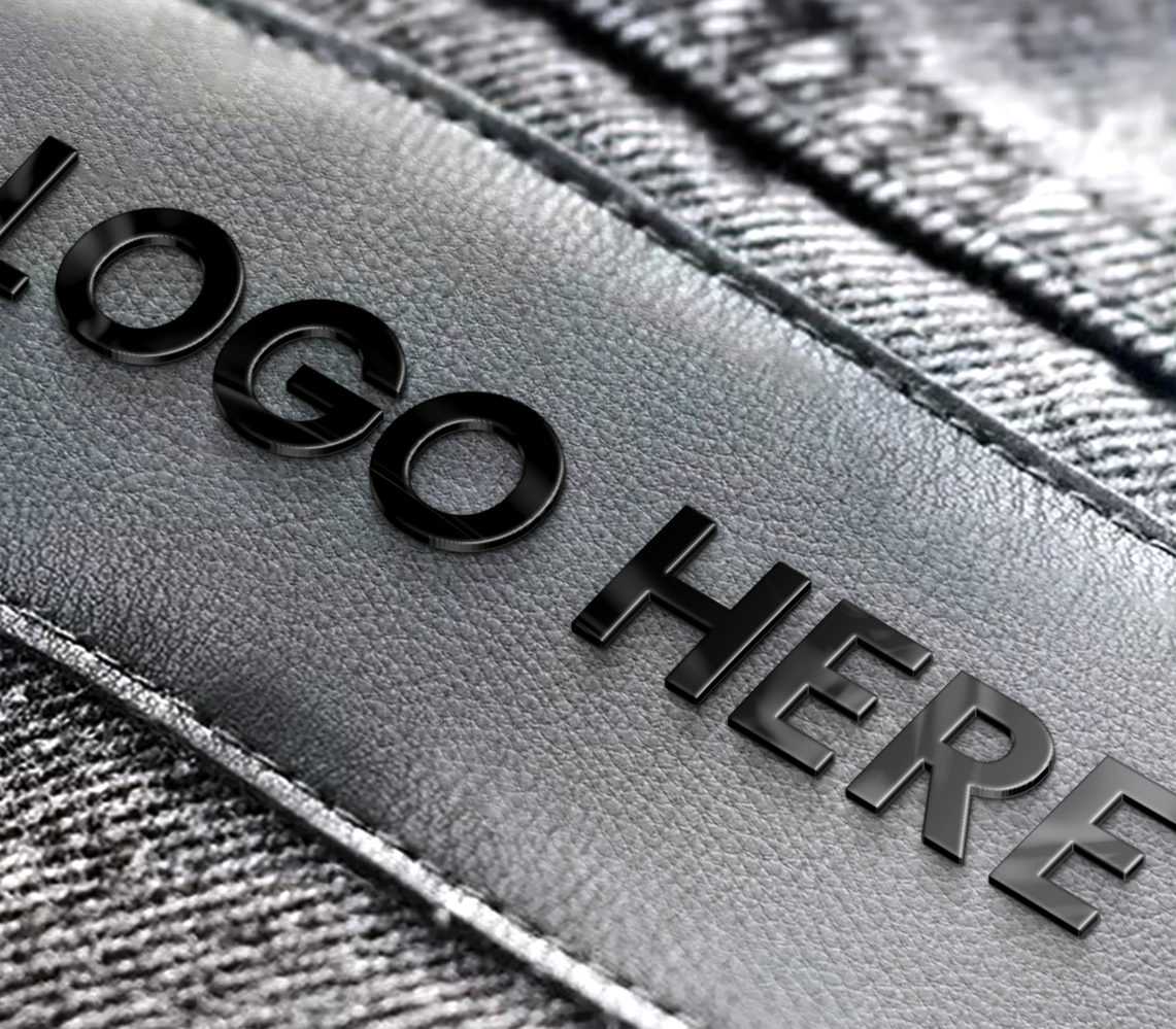 Black Metal Logo Mockup on Jeans Label