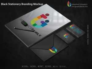 Black Stationery Branding Mockup