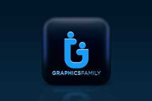 Blue and White 3D Icon Logo Mockup