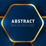 Blue Background Template with Golden Hexagons