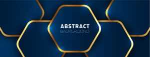 Blue Background Template with Golden Hexagons
