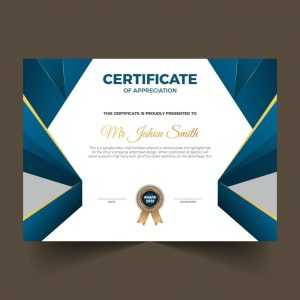 Blue certificate design in professional style