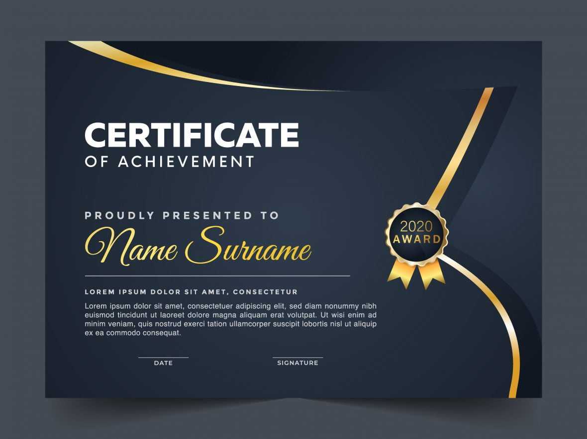 Blue with Golden Line and Ribbon Certificate of Appreciation Design