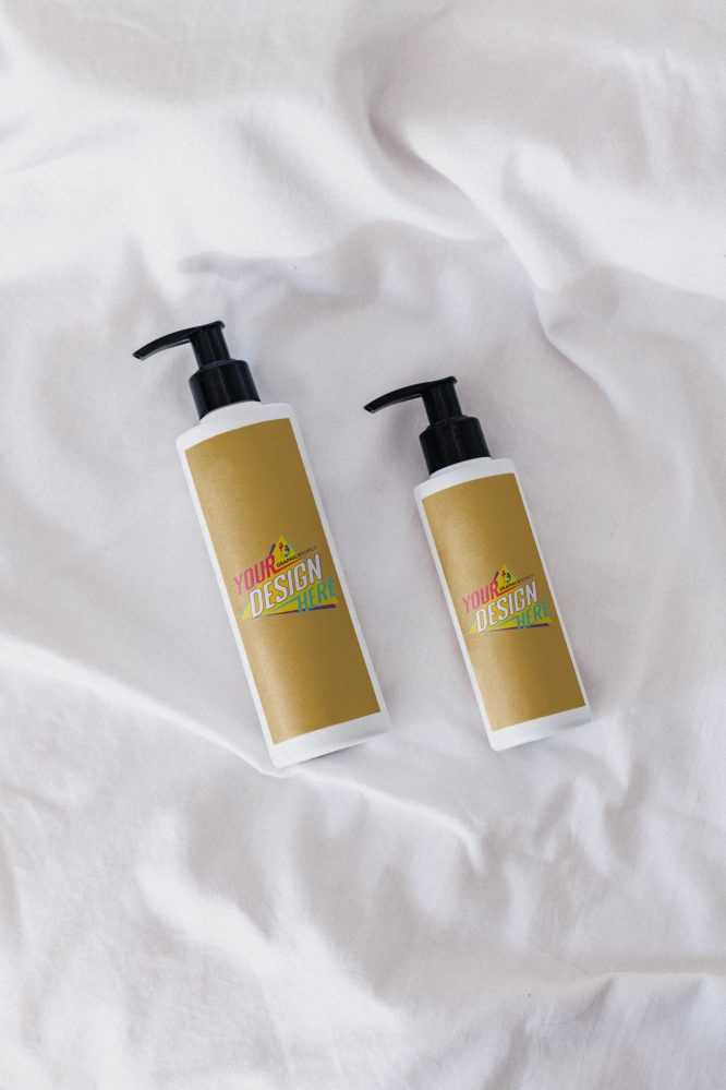 Body And Hair Wash Bottles Designs Mockup