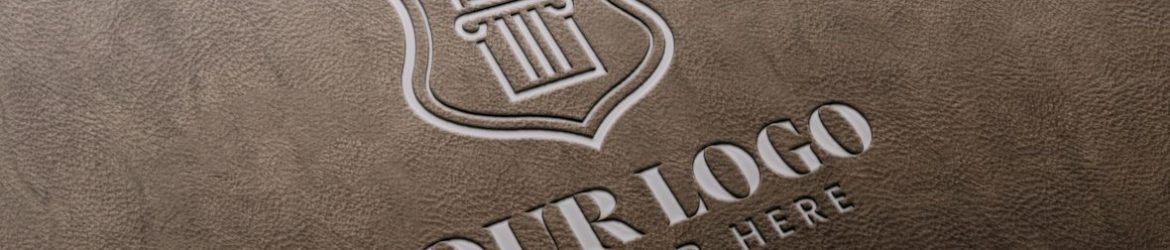 Brown leather stamp logo mockup