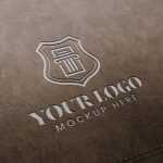 Brown leather stamp logo mockup