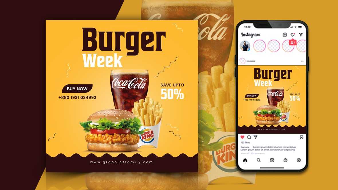 Burger&Coke Instagram Post Design