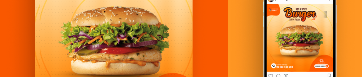 Burgers Fast Food Delivery Social Media Instagram Post Banner Template