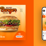 Burgers Fast Food Delivery Social Media Instagram Post Banner Template - Download Grátis Burgers Fast Food Delivery Social Media Instagram Post Banner Template