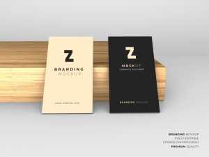 Business Cards Mockup Template on Wood