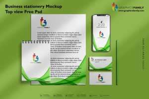 Business Stationery Mock-Up Top View Free PSD