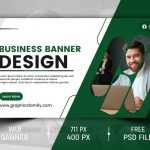 Business Website Banner Design with White and Green - Download Grátis Business Website Banner Design with White and Green