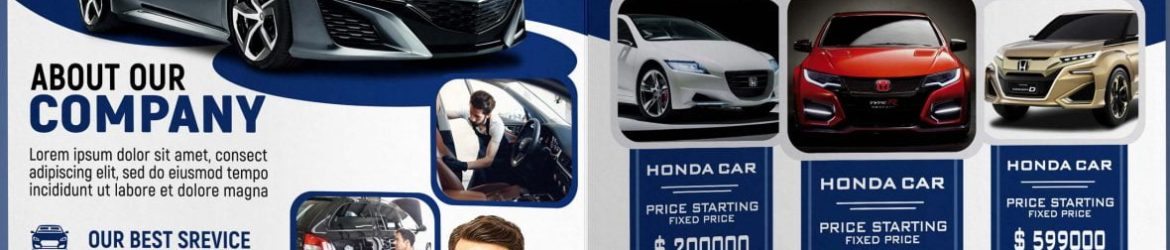Car Company Professional Bi Fold Brochure Design Template in Photoshop