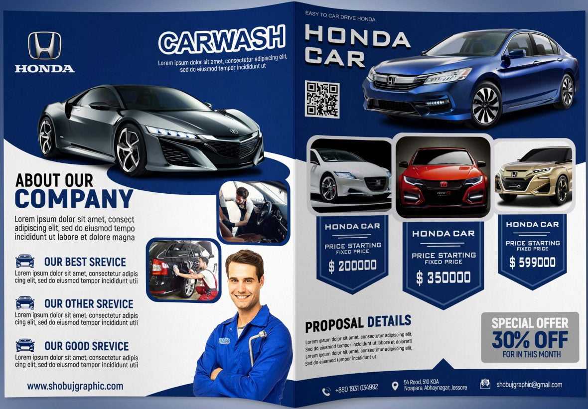 Car Company Professional Bi Fold Brochure Design Template in Photoshop