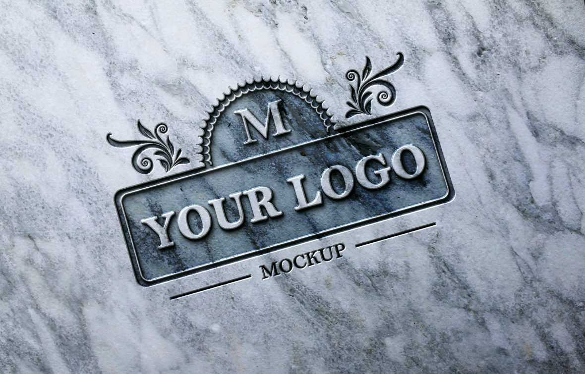 Carved Marble Stone Logo Mockup