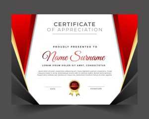 Certificate of appreciation luxury red theme template design