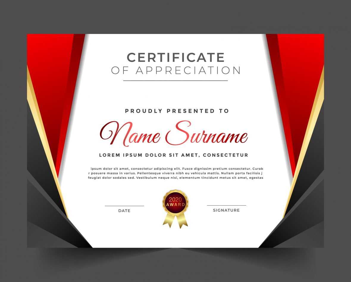 Certificate of appreciation luxury red theme template design
