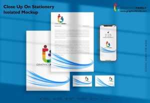 Close Up On Stationery Isolated Mockup