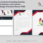 Corporate business branding identity, letterhead, business card, invoice, envelope design Premium PSD