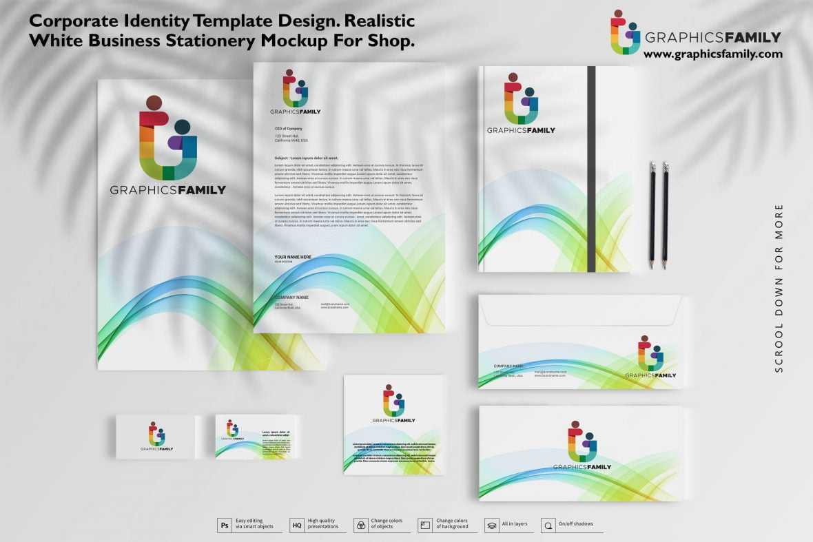 Corporate identity template design, Realistic White Business Stationery mockup for shop