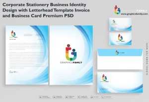 Corporate Stationery Business Identity Design with Letterhead Template Invoice and Business Card Premium Psd