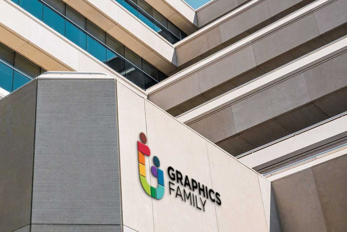 Corporative building 3D logo mockup