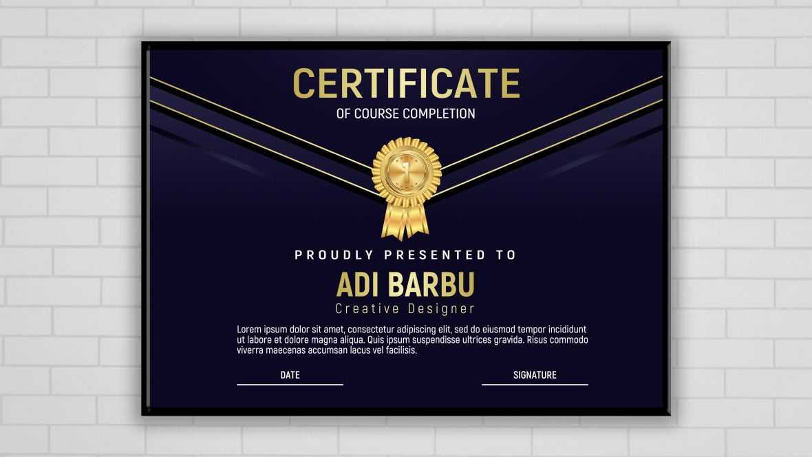 Course Completion Certificate Design Template