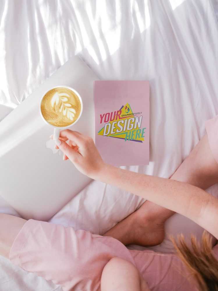 Cozy Coffee with Book Cover Mockup
