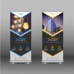 Creative blue and yellow rollup banner design