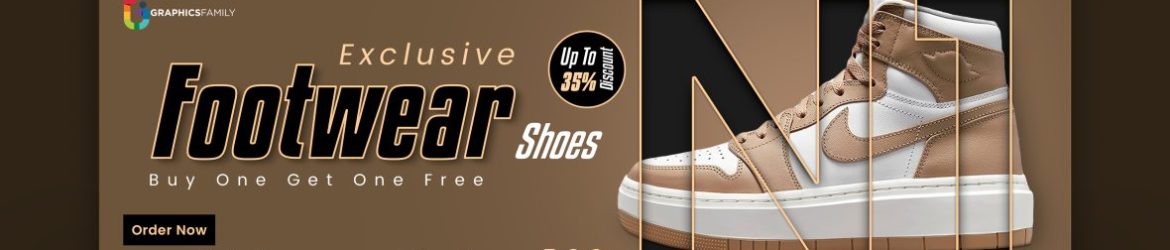 Creative brown shoes web banner template