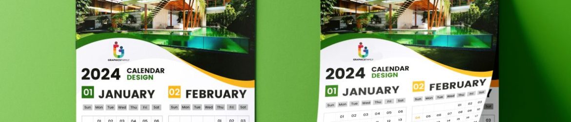 Creative photography wall calendar design template 2024