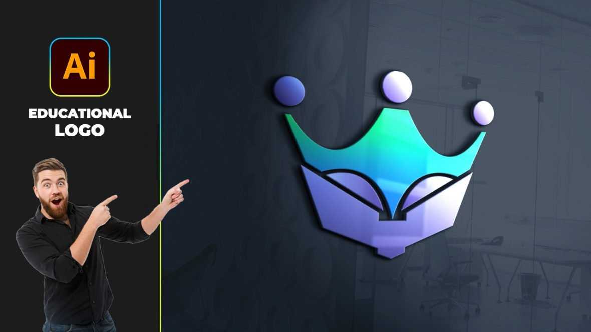 Crown Education Logo Design Vector