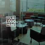 Dark Glass Office Window Logo Mockup