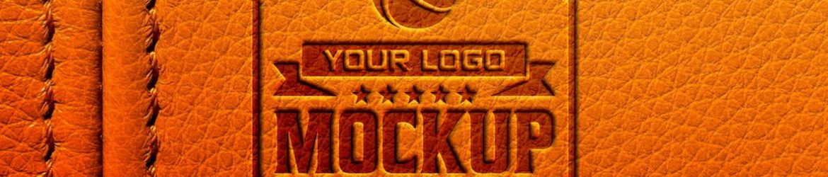 Dark Logo Mockup on Orange Leather Background