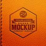 Dark Logo Mockup on Orange Leather Background