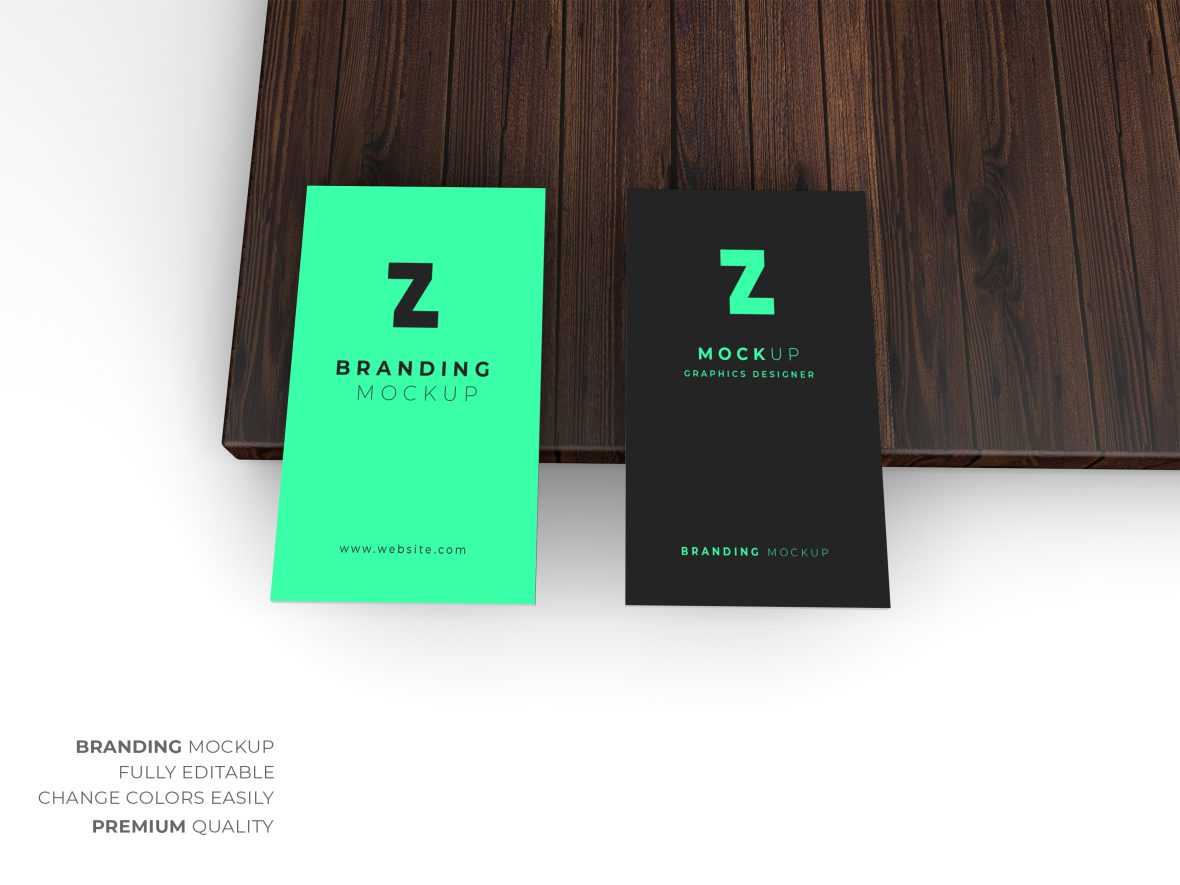 Dark Wood Business Card Mockup