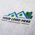 Debossed logo mockup on white fabric texture