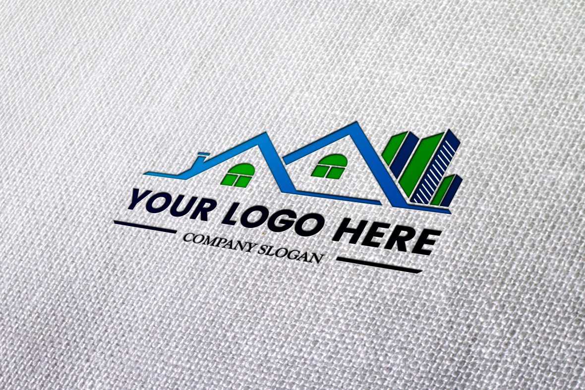 Debossed logo mockup on white fabric texture